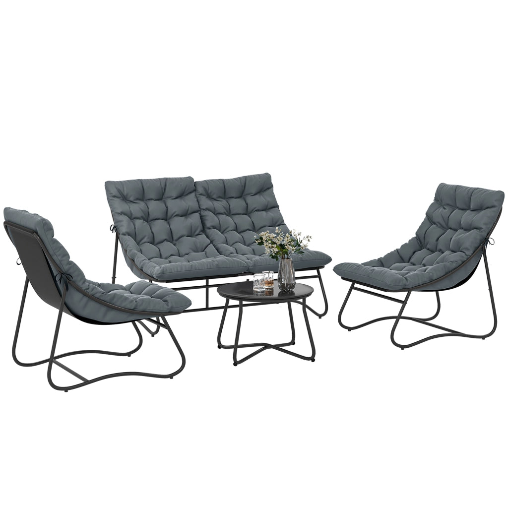 Set Giardino 4 Pezzi con Cuscini ¨C zephmum ¨C Grigio Acciaio Textilene