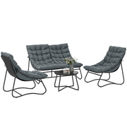 Set Giardino 4 Pezzi con Cuscini ¨C zephmum ¨C Grigio Acciaio Textilene