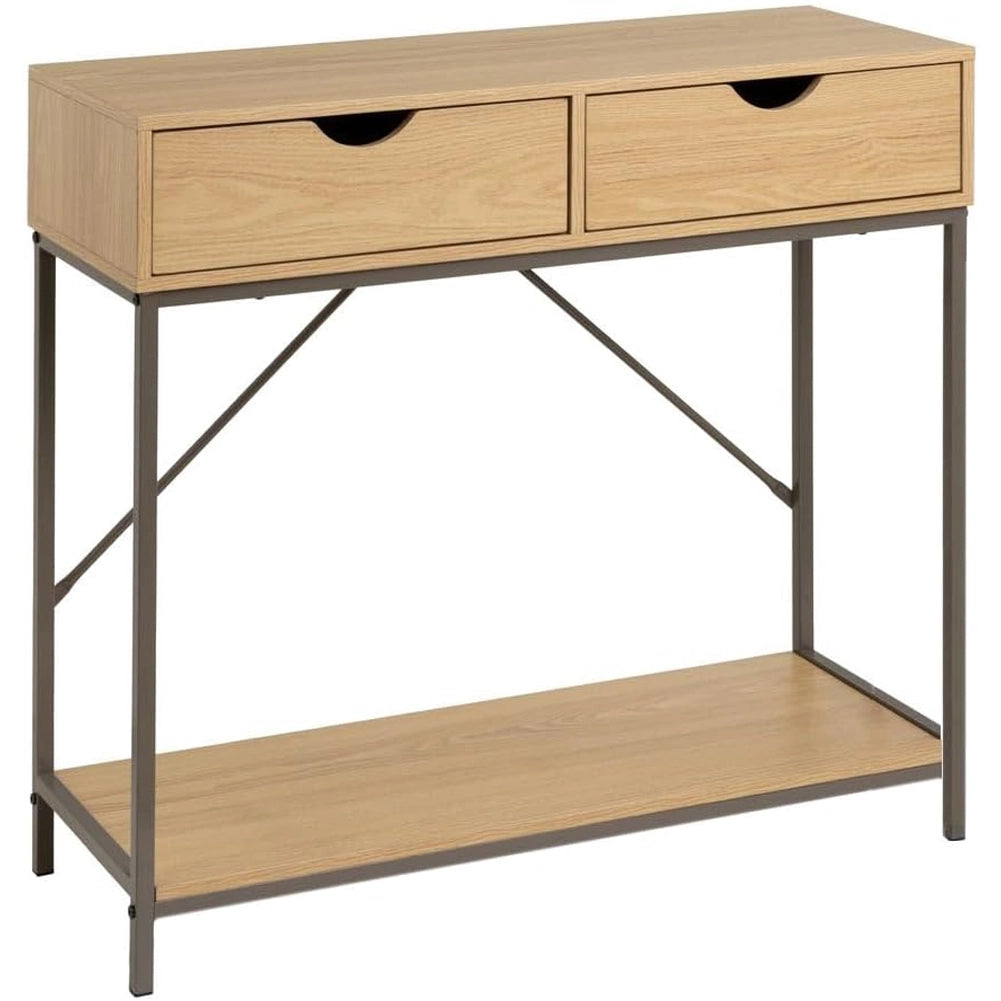 Consolle con 2 Cassetti in Metallo e Legno Mobile Salvaspazio 80 x 30 x 75 cm