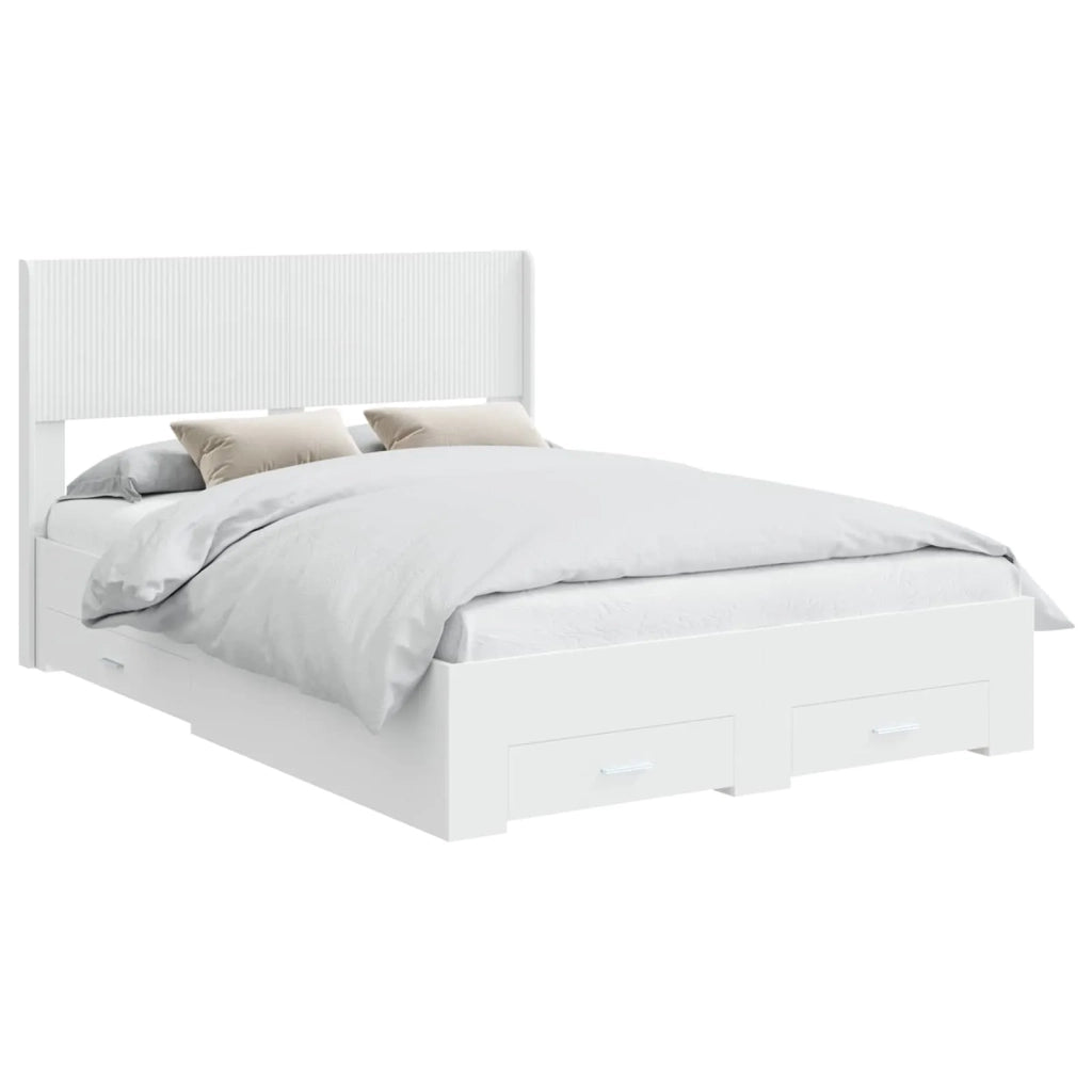 Struttura del letto con stoccaggio e testata Bianco 3414467