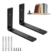 Supporti da parete - Sostegni per assi - Montaggio a parete assi - Costruzione in acciaio a scomparsa - 145 mm Lunghezza - Nero