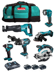 MAKITA Kit DLX6104TX2 (DHP458 + DTD152 + DSS610 + DJR186 + DGA452 + DML815 + 3 x 5,0 Ah + DC18RD + LXT600)