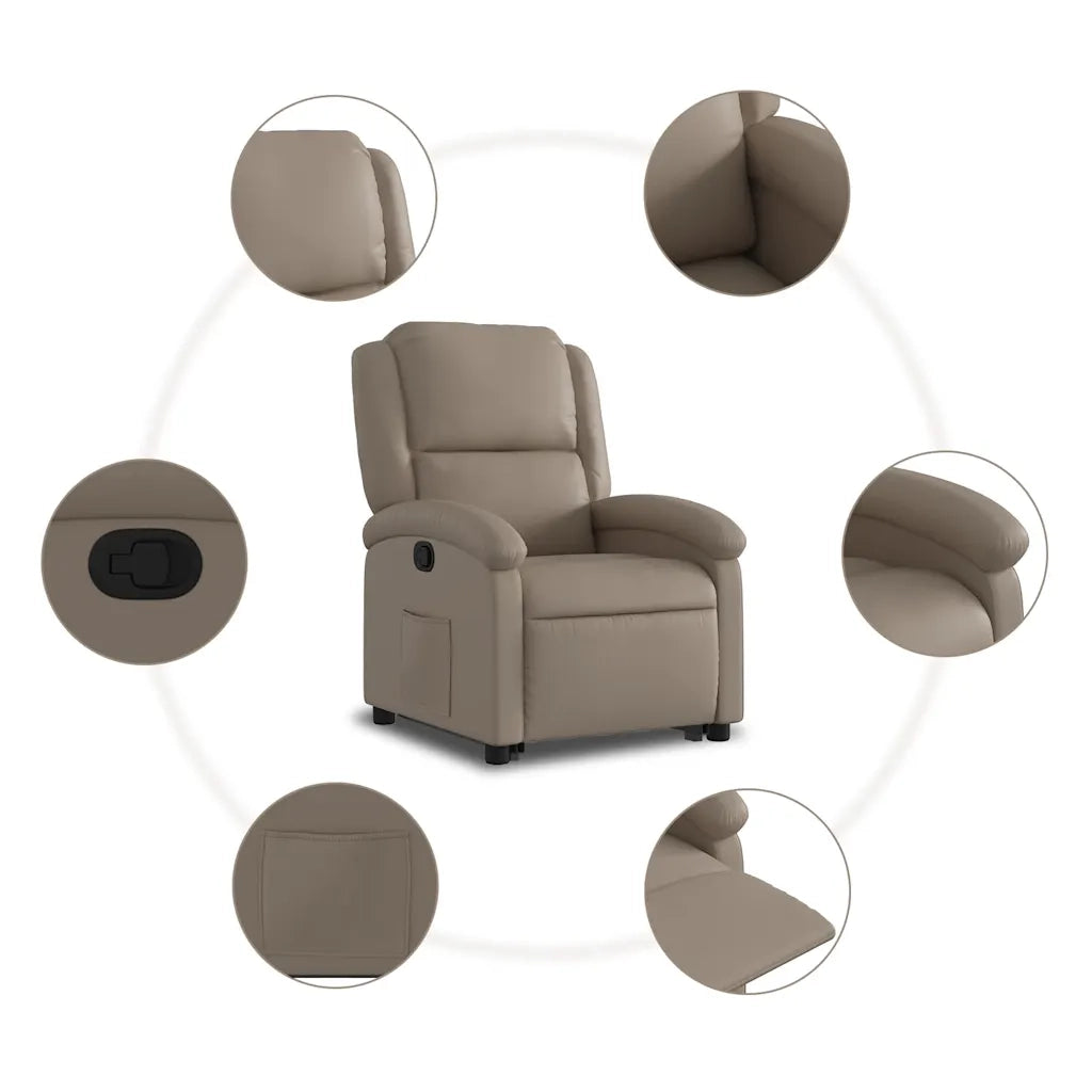 Divano Sedia-Poltrona Alzapersona Reclinabile Cappuccino in Similpelle 437397