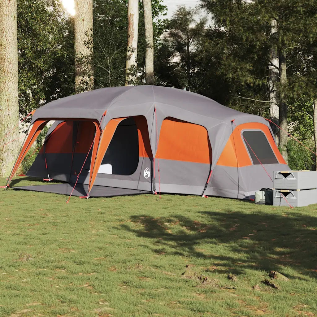 Tenda da Campeggio con Portico 9 Persone Grigio e Arancione 4009586