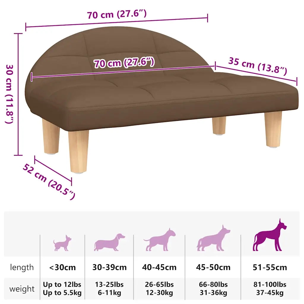Lettino per Cani Marrone 70x52x30 cm in Tessuto 171935