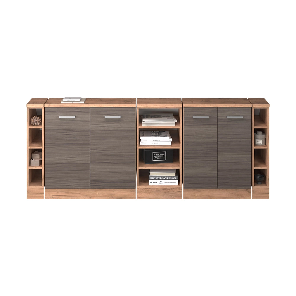 Set di mobili sottotetto Rion Grigio nobile/Rovere dorato 210 cm Set di 5 carcasse armadio profondità 60 cm Vicco