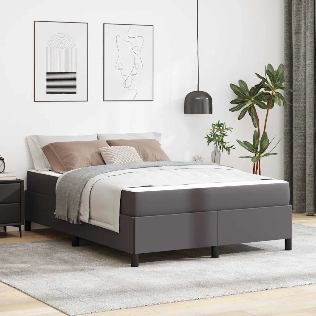 Struttura del letto con materasso Grigio 140 x 190 cm Tessuto