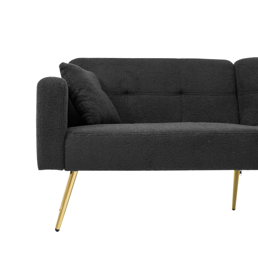 DIVANO LETTO Reclinabile 175x64x72 cm Tessuto Sherpa Grigio Scuro