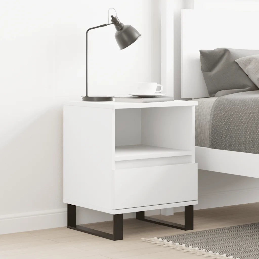 Comodino | Armadio da Notte | Mobiletto da notte Bianco 40x35x50 cm in Legno Multistrato