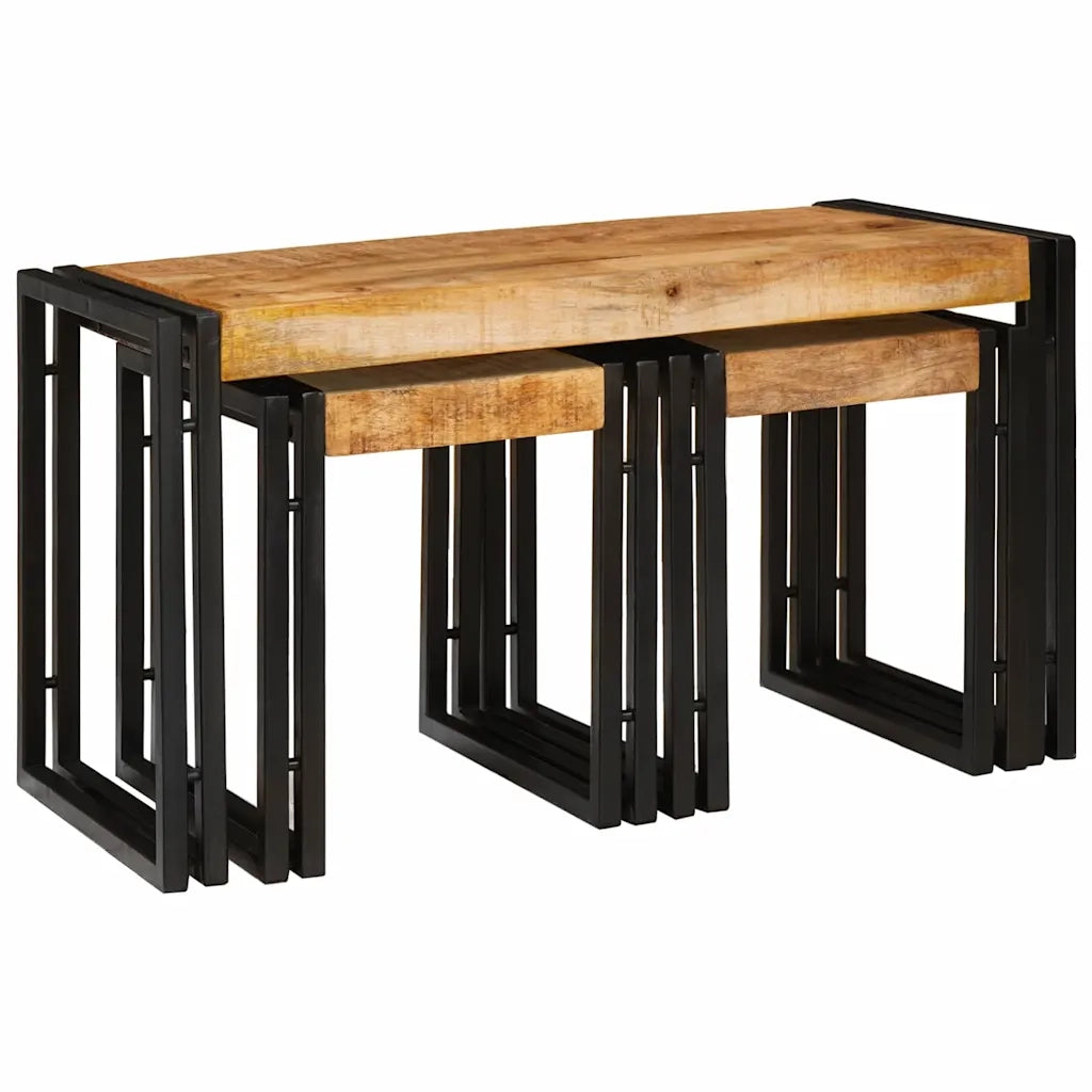 Tavolo Nesting 3 pcs Legno di mango massello e metallo 4104730