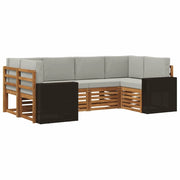 Set divano sezionale 6 pcs Naturale e Grigio Chiaro Poliestere