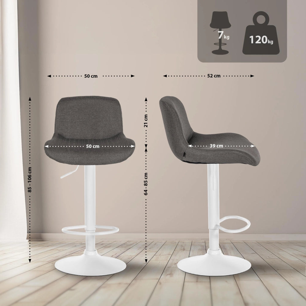 Set di 2 sgabelli da bar Solon tessuto bianco 4
