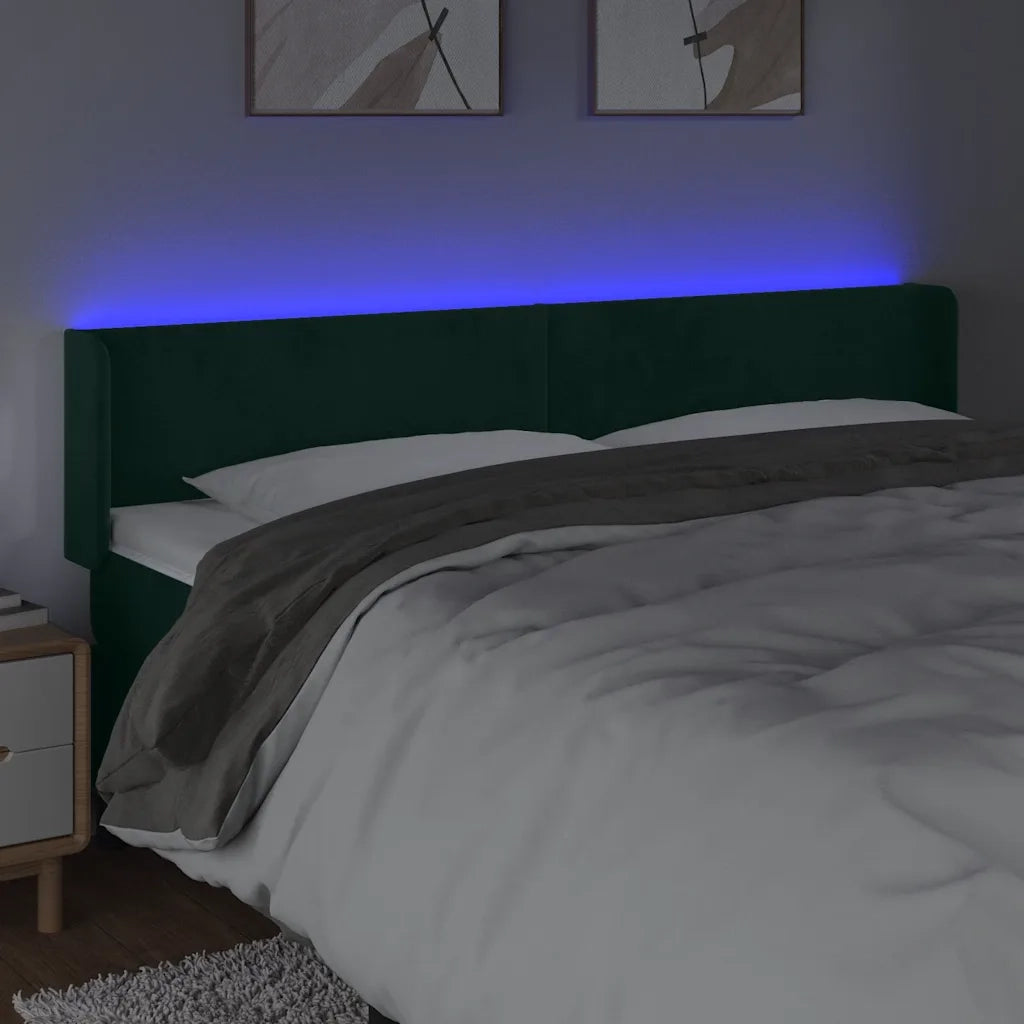 Testiera a LED Verde Scuro 203x16x78/88 cm in Velluto