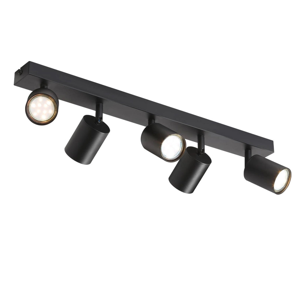 ZMH Faretto da soffitto neri 5 luci GU10 orientabili 330° stile industriale moderno per soggiorno senza lampadine