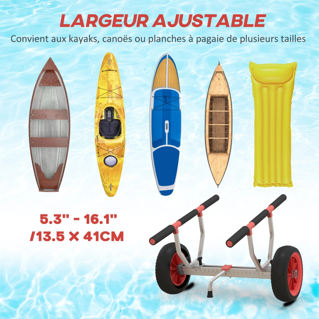 Carrello per Kayak SUP Canoe Regolabile ¨C Zephmum ¨C Alluminio Nero Rosso