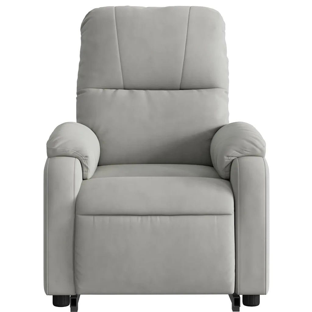 Divano Sedia-Poltrona Alzapersona Reclinabile Grigio Chiaro Microfibra