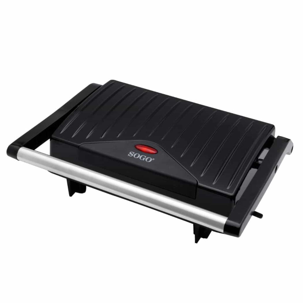 Piastra grill elettrica per panini e sandwich, 2 fette, rivestimento antiaderente 750W, cerniera galleggiante regolabile - SOGO