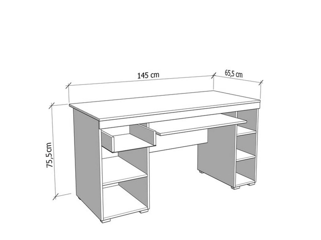 Massafra, Scrivania un Cassetto, 145x65.5x75.5h cm Marrone Rovere