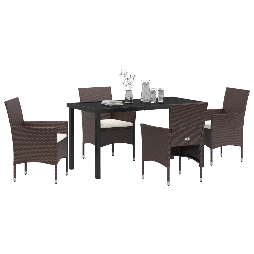 Set di Mobili da Giardino 5 Pezzi Marrone Polyrattan