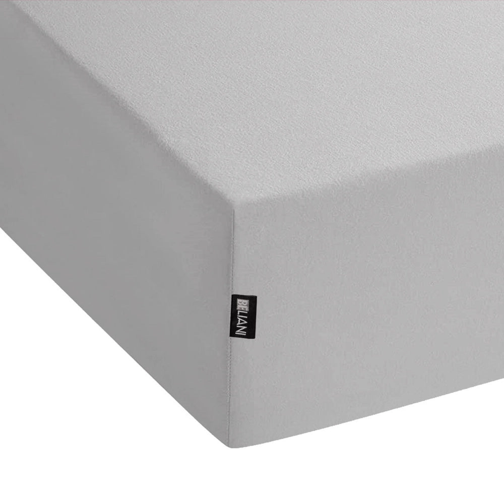 Lenzuolo con angoli cotone grigio chiaro 90 x 200 cm coprimaterasso elasticizzato modello classico a tinta unita camera da letto classica