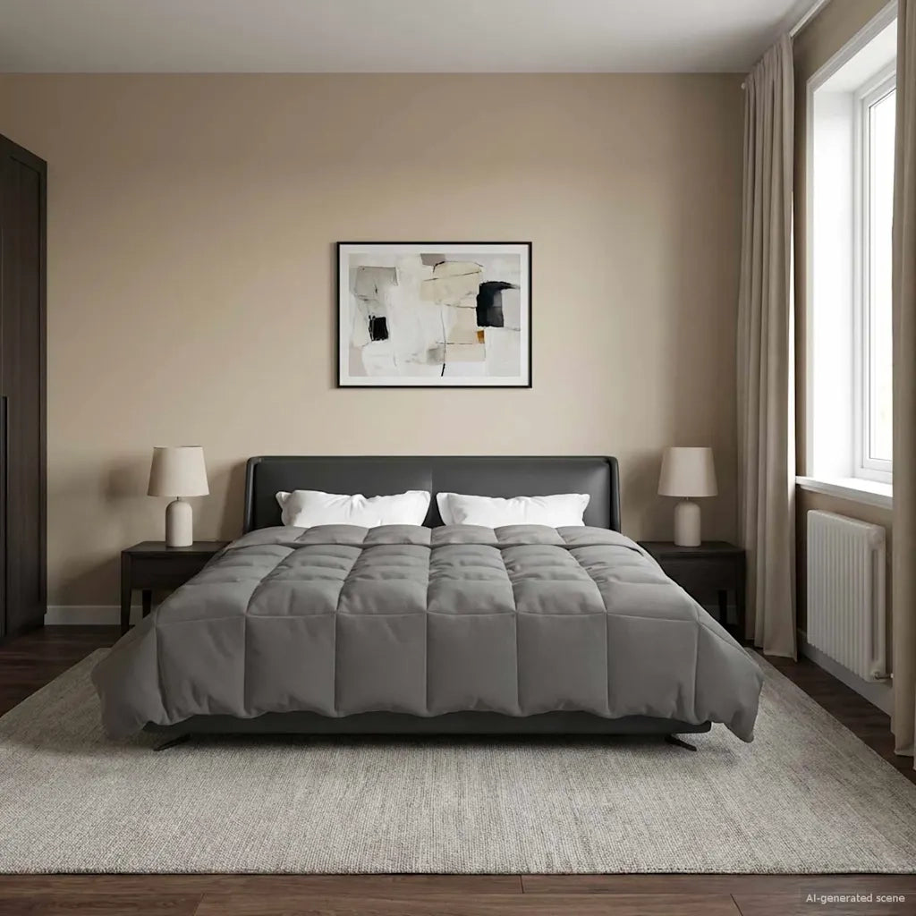 Piumone Completo Annuale Grigio chiaro 200 x 220 cm Microfibra