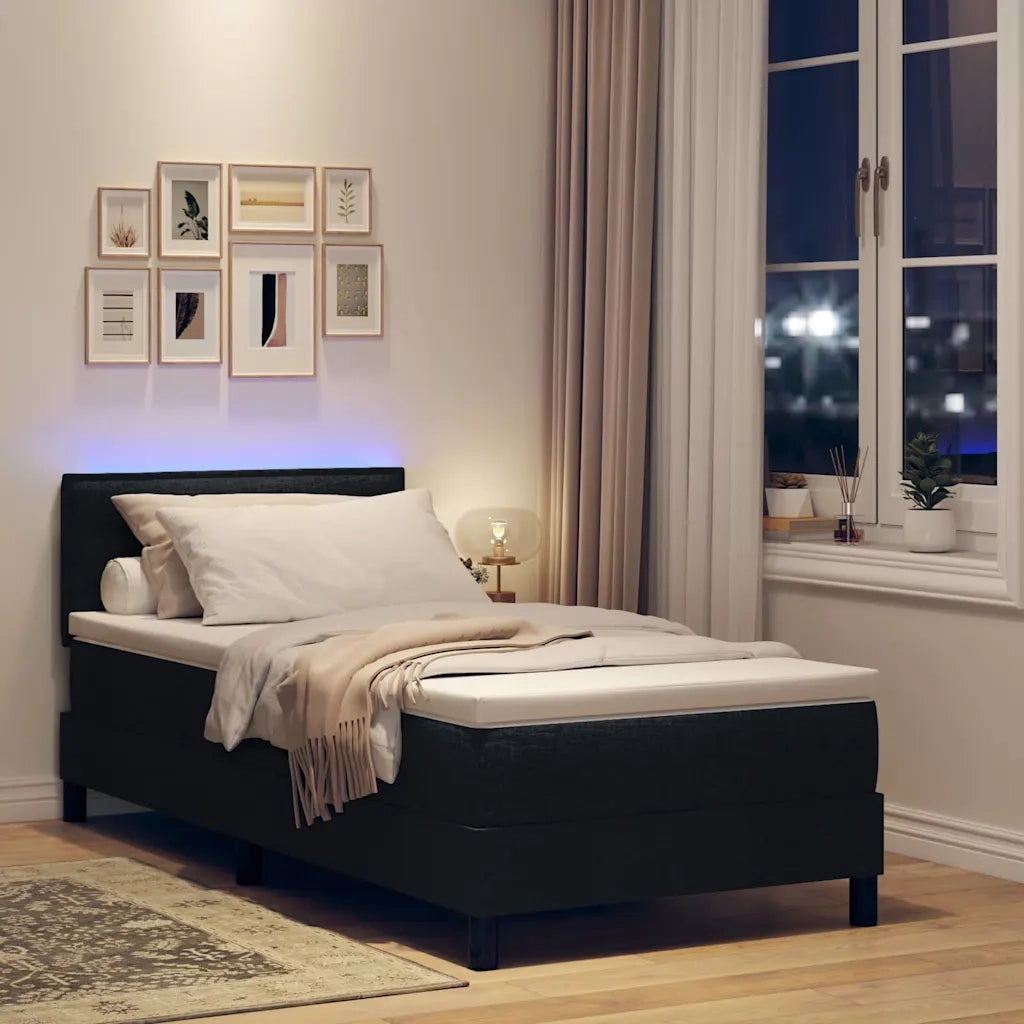 Letto a molle con materasso con led Nero 80 x 200 cm Tessuto 3342088