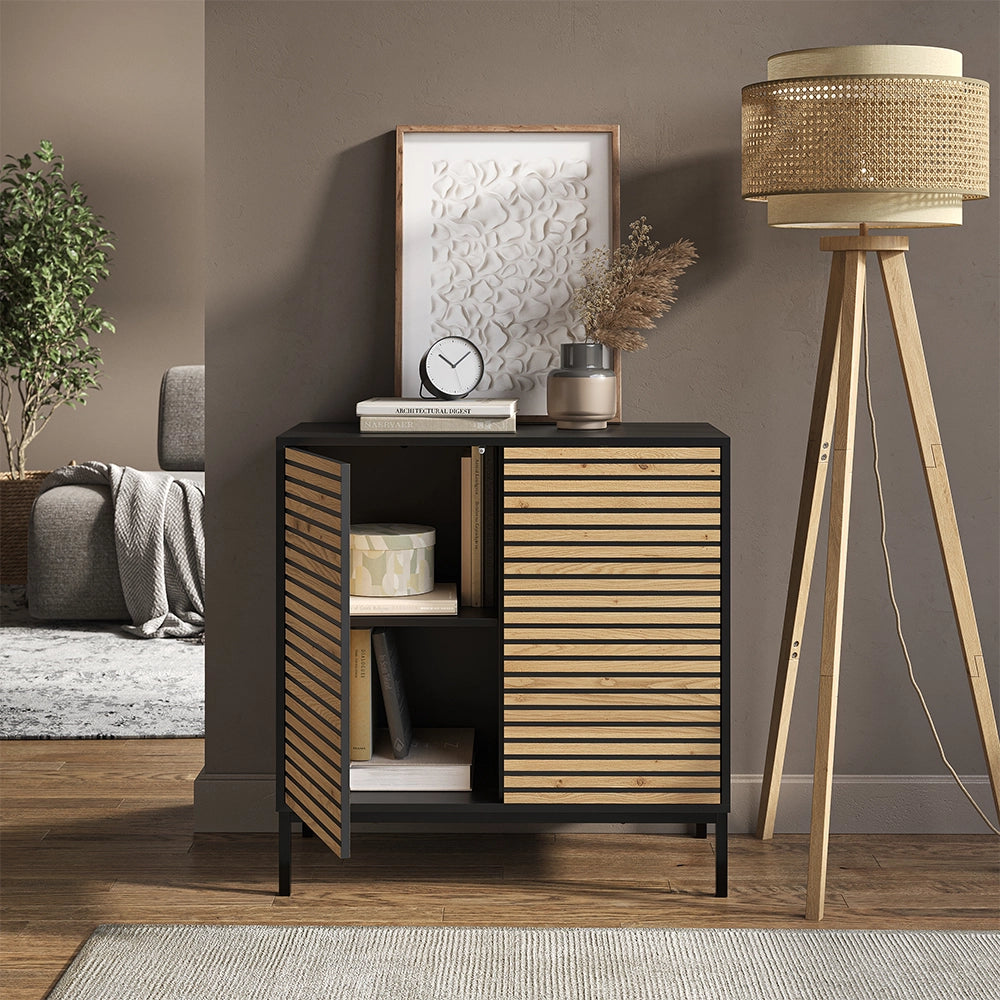 Vicco Cassettiera Nero/quercia 80 x 81.2 cm con 2 porte