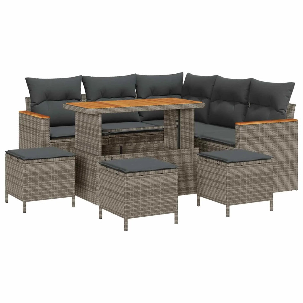 Set Divano da Giardino 9 pcs Grigio polyrattan 3362923