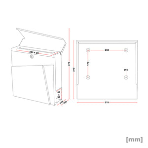 Cassetta postale con vano portagiornale V23 acciaio inox 370 x 102 x 370 mm