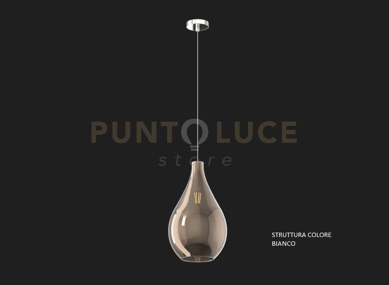 SOSPENSIONE BIANCO 1 LUCE VETRO MEDIO BRONZO 1193BI-SM-BR