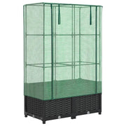 Fioriere | Cassetta per fiori | Letto Rialzato con Copertura Serra Effetto Rattan 80x40x138 cm