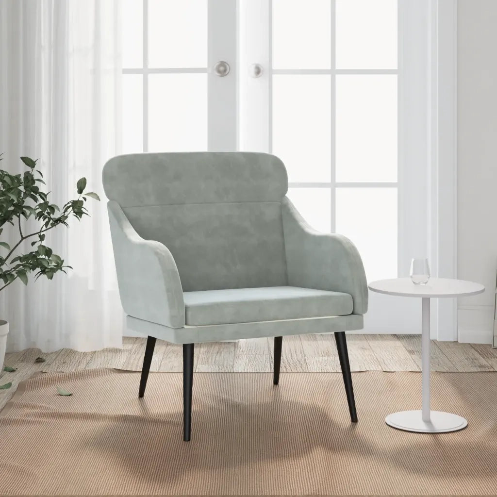 Poltrona | Sedia Relax Grigio Chiaro 63x76x80 cm Velluto