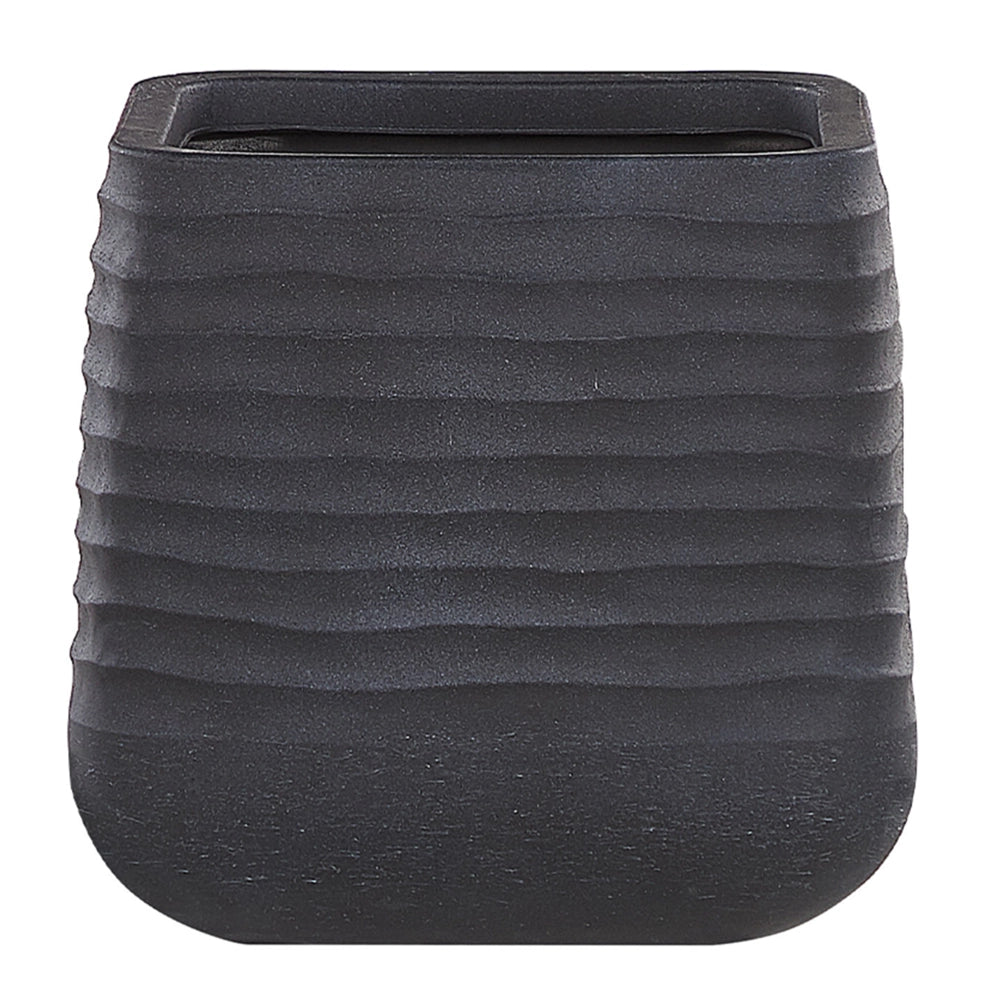 Vaso per piante grande in poliresina nera da esterno quadrato da giardino 38 x 37 cm resistente ai raggi UV