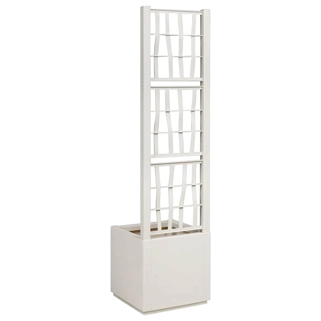 Fioriera da giardino alta e dal design moderno per interni ed esterni 36 x 36 x 140 cm in polipropilene bianco 02_0058835
