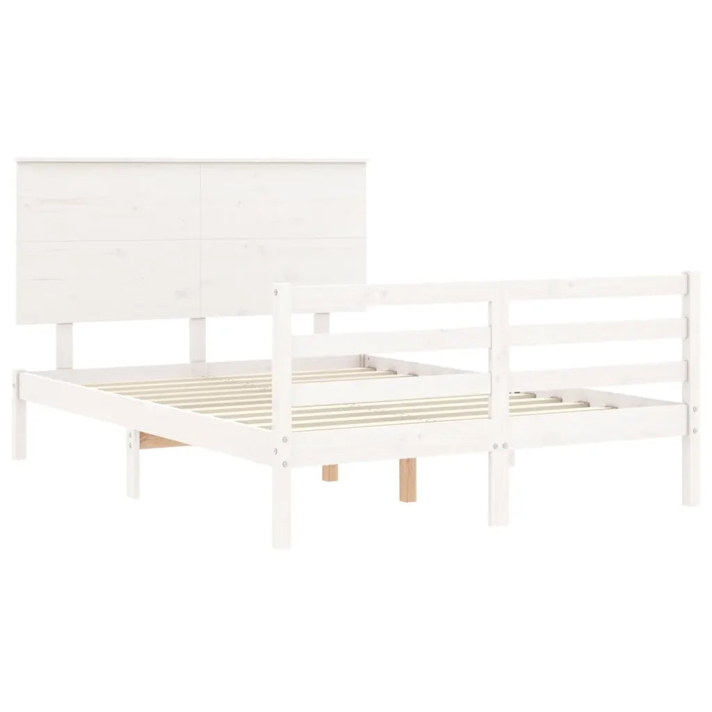 Giroletto con Testiera-Struttura Letto con testiera Bianco 120x200 cm in Legno Massello 610008