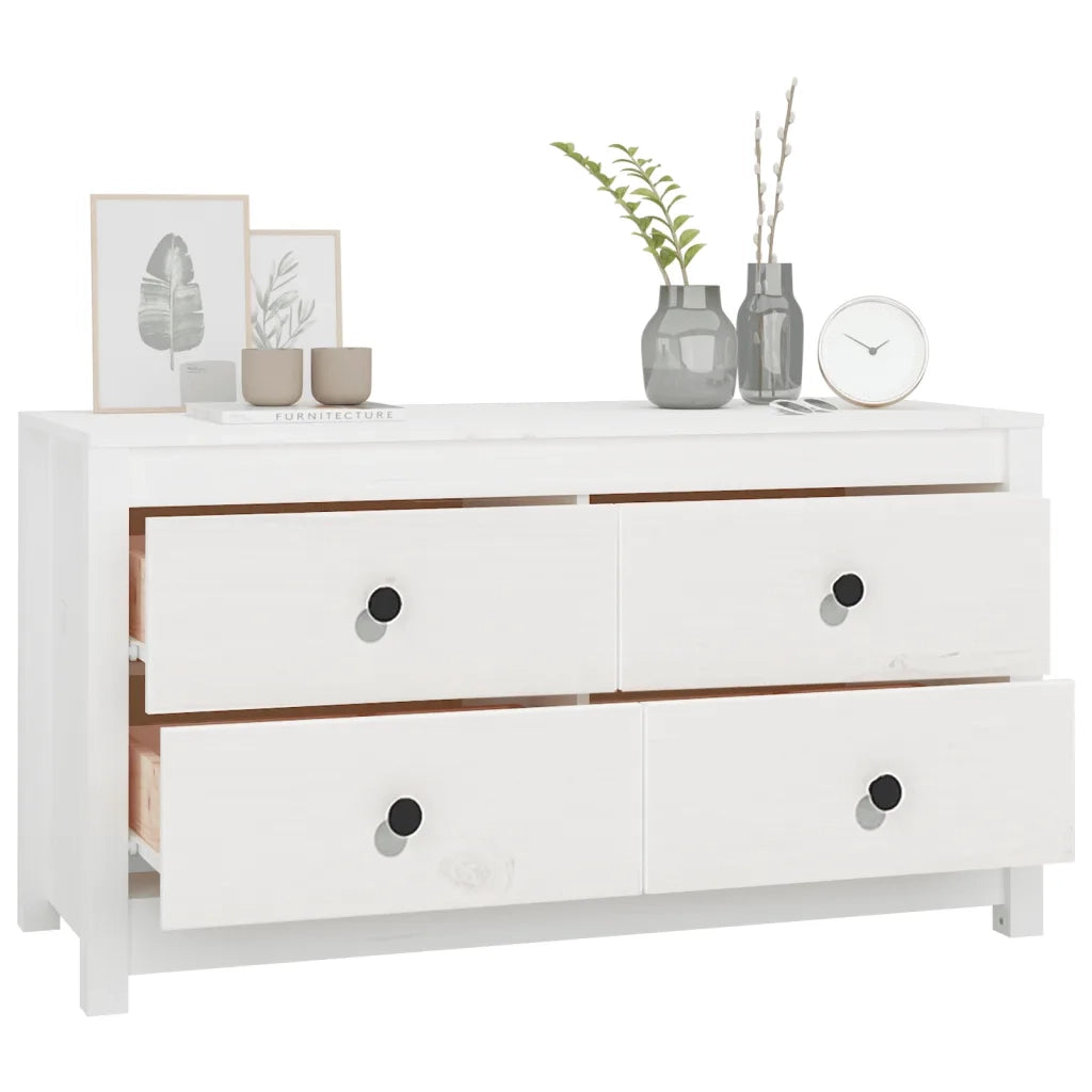 Armadietto Bianco 100x40x54 cm in Legno Massello di Pino