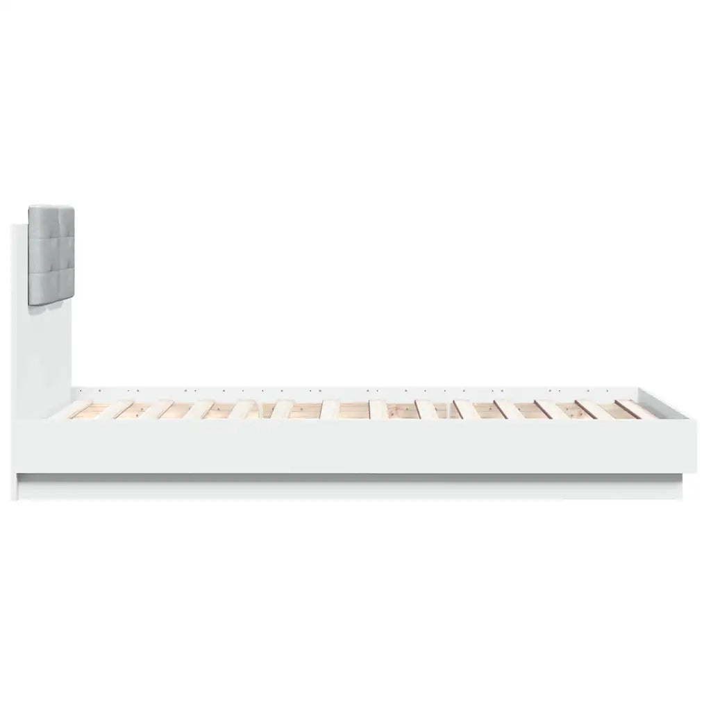 Giroletto con Testiera e LED-Struttura Letto con testiera Bianco 75x190 cm 937693