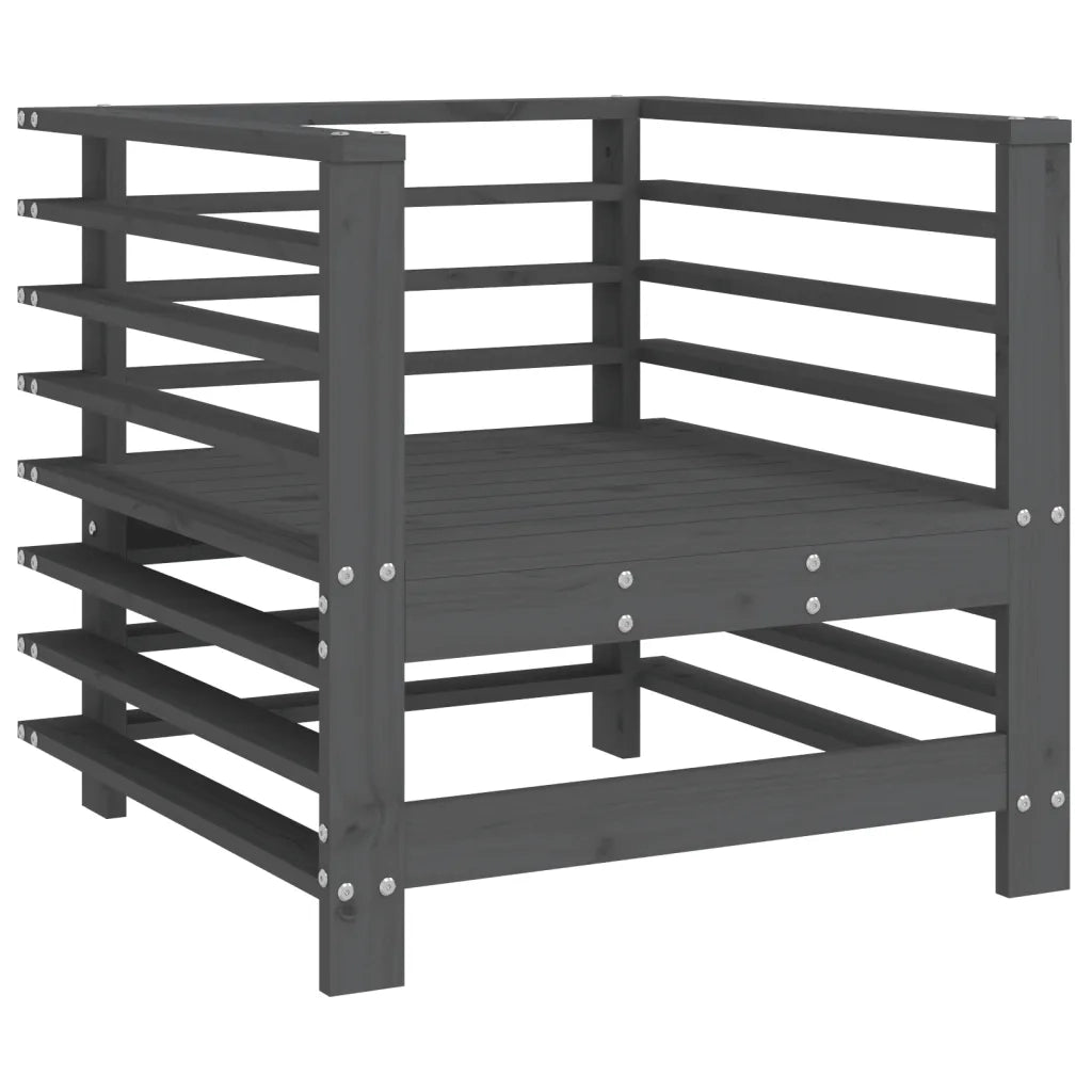Sedia da patio-Sedie da Giardino con Cuscini 2pz Legno Massello di Pino Grigio 198345