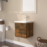 Mobile Bagno con Lavabo Integrato-Lavandino-Lavabo Rovere Fumo Legno Multistrato 827666