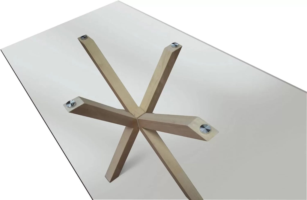 Tavolo moderno fisso legno naturale e vetro 160x90x76 - Mobili 2G