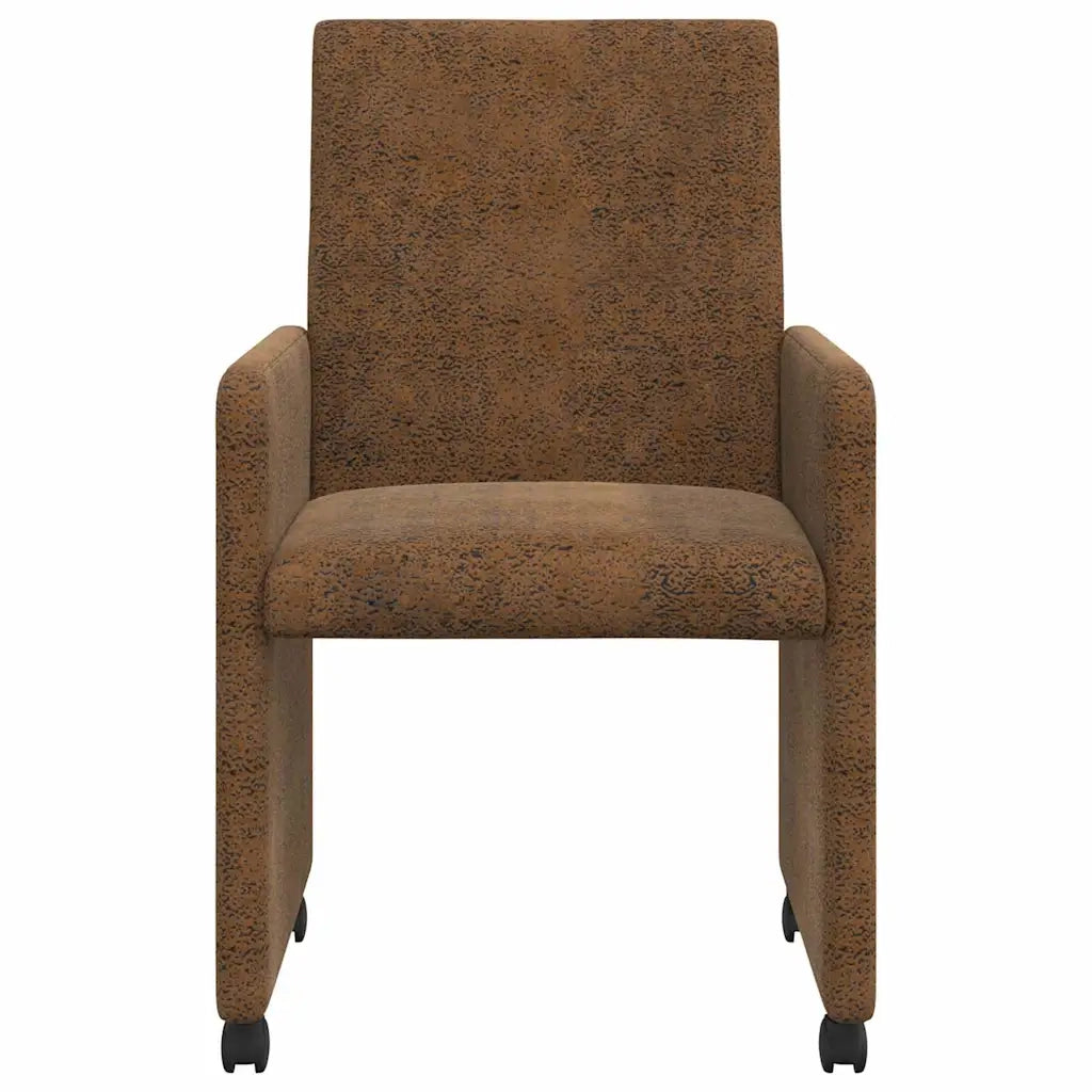 Sedie da Pranzo con Ruote 2 pcs Marrone 57 x 66 x 94 cm 42017825