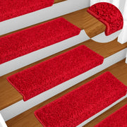 Tappetini per scale 10 pz 65x21x4 cm Rosso Bordo rettangolare 149829