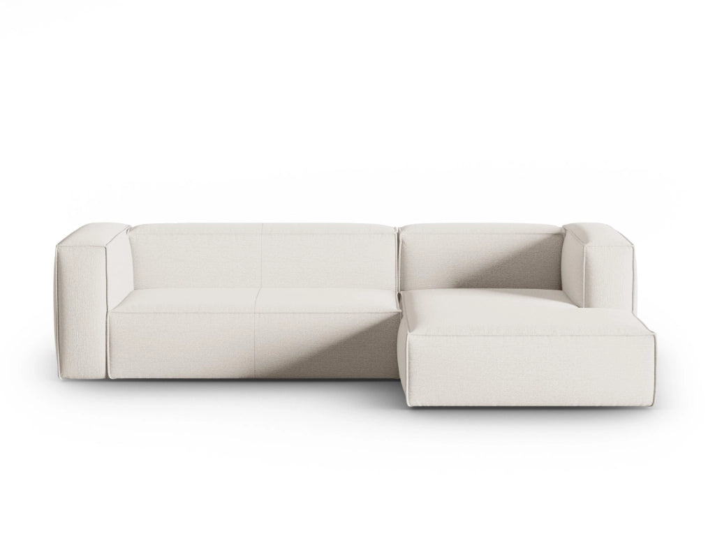 Cosmopolitan Design - Divano angolare destro "Mackay" 4 posti in velluto strutturato avorio 