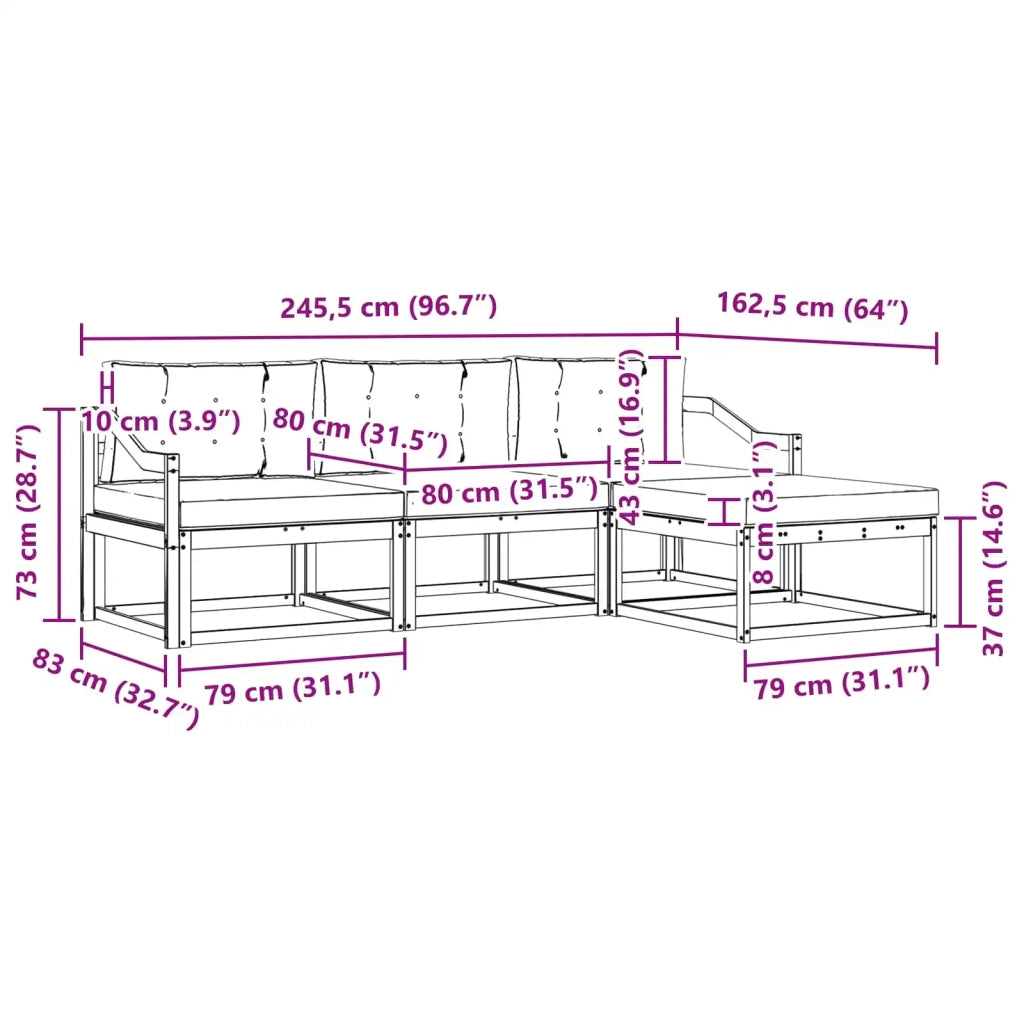 Set di divani da esterno con cuscino 4 pcs Naturale e Antracite 3373277
