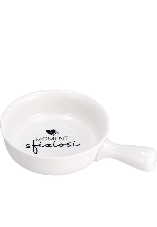 Ciotola in Ceramica Snack Antipasto Bianca con Manico 21,5 x 14,5 x 4 cm