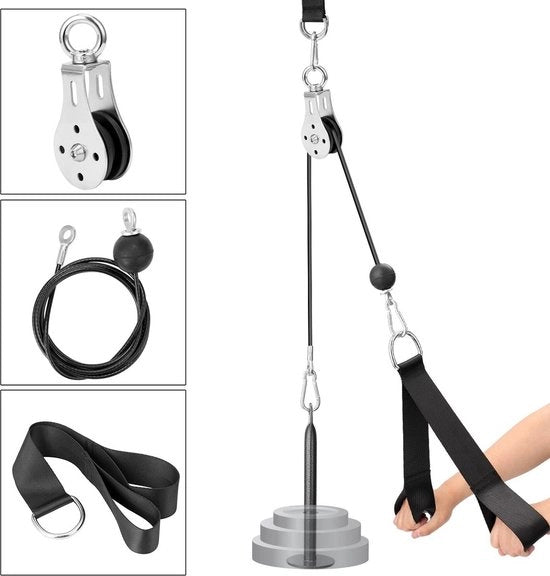 Sistema di Cavi con Fune Tricipiti - Allenatore di Bicipiti e Tricipiti - Accessori per Homegym - 2 Metri di Lunghezza