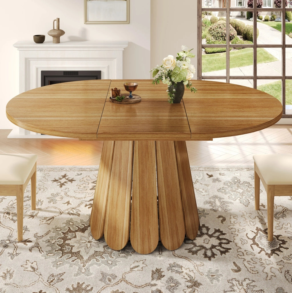 Tavolo da pranzo allungabile 118-158 cm in MDF e metallo marrone