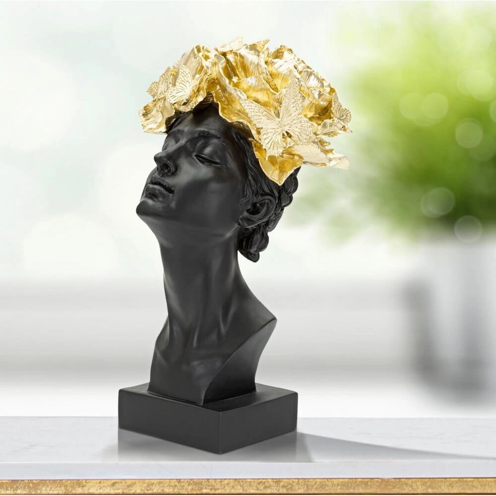Scultura donna con farfalle in testa cm 21X20X36,5 - BUTTERFLYA