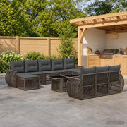 Set Divano da Giardino 11 pz Grigio e Grigio Scuro polyrattan 3437006