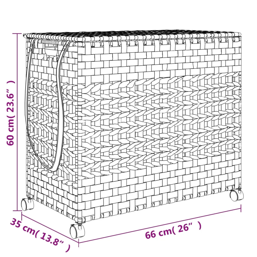 Cesto Portabiancheria con Ruote 66x35x60 cm Rattan 372044
